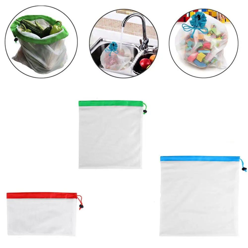 Reusable Mesh Produce Bags 3PCS Bag for Storage Fruit Vegetable Washable Polyester Storage Bags sac rangement sous vide #15
Reusable Mesh Produce Bags 3PCS Bag for Storage Fruit Vegetable Washable Polyester Storage Bags sac rangement sous vide #15
