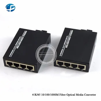 1 pair of 4RJ45 media converter with 4 ports Gigabit single mode 20KM 1310/1550nm 1000M RJ45 fiber media converter
1 pair of 4RJ45 media converter with 4 ports Gigabit single mode 20KM 1310/1550nm 1000M RJ45 fiber media converter