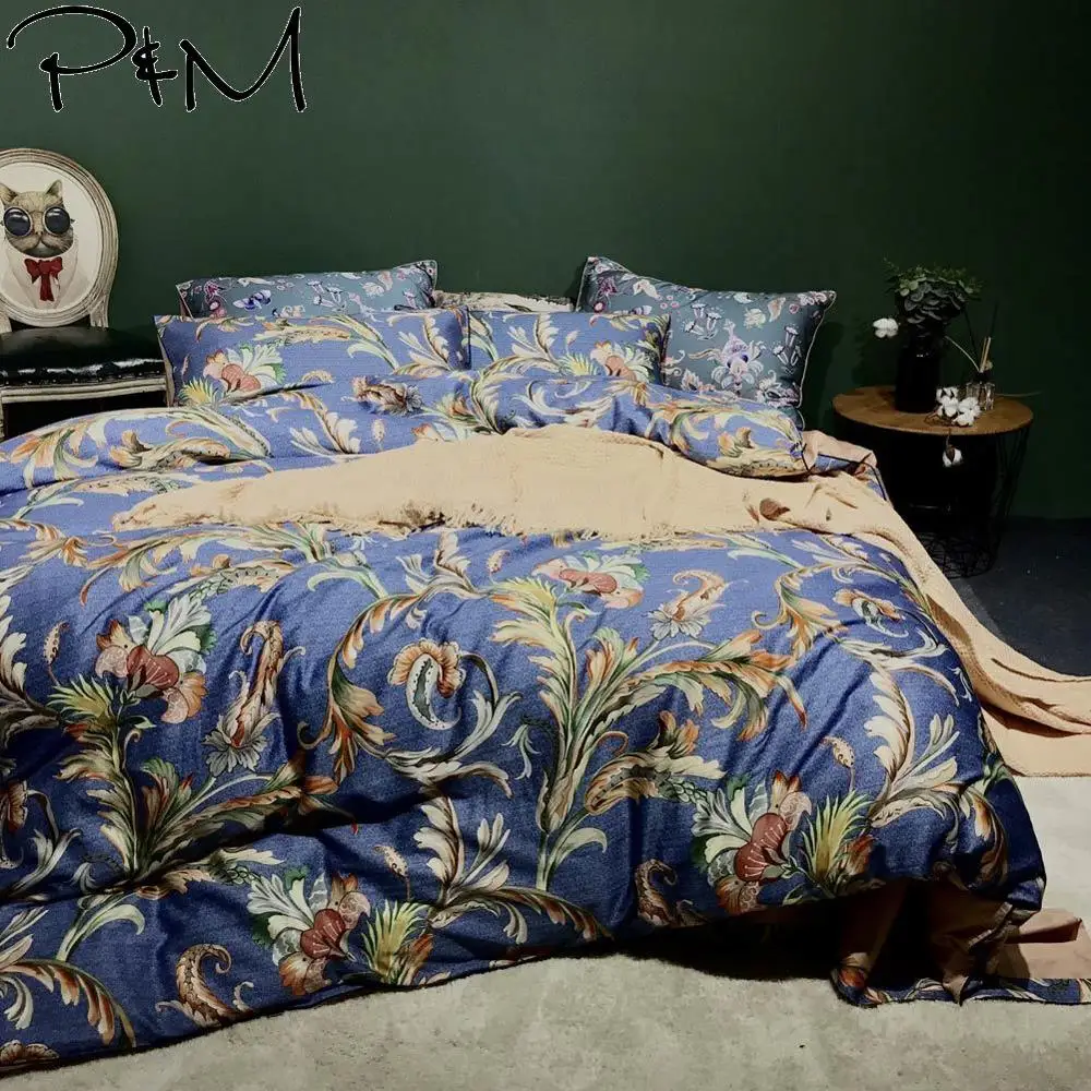 2019 Nordic Dark Blue Bohemian Leaves Duvet Cover Set Queen King Size Bedlinens Flat Sheet Egyptian Cotton Bedding Set
2019 Nordic Dark Blue Bohemian Leaves Duvet Cover Set Queen King Size Bedlinens Flat Sheet Egyptian Cotton Bedding Set