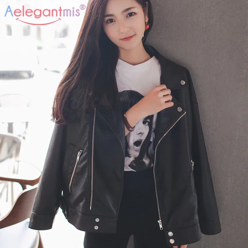 Aelegantmis Women Loose Faux Leather Jacket Classic Retro Rivet Moto Biker Jacket Ladies Basic Coat Plus Size Girl Outerwear
Aelegantmis Women Loose Faux Leather Jacket Classic Retro Rivet Moto Biker Jacket Ladies Basic Coat Plus Size Girl Outerwear