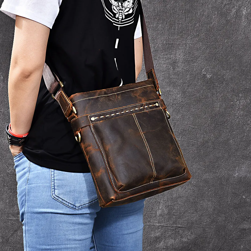 Men's Shoulder Bag Genuine Leather Handle Messenger Bag Small Vintage Handmade Crazy Horse Leather Bag Women
Men's Shoulder Bag Genuine Leather Handle Messenger Bag Small Vintage Handmade Crazy Horse Leather Bag Women