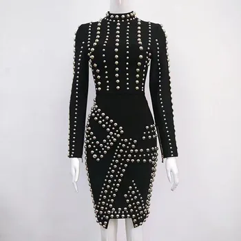 2020 Women New Arrival Bodycon Beads Bandage Dress Long Sleeve High Neck Celebrity Runway Vestidos Party Dresses
2020 Women New Arrival Bodycon Beads Bandage Dress Long Sleeve High Neck Celebrity Runway Vestidos Party Dresses