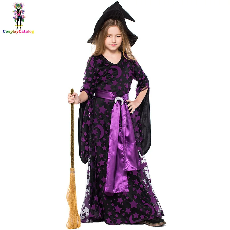 Kids Purple Stars/Moon Magic Witch Children Costume Spellbound Amethyst Pentagram Witch Dress Halloween Girl Uniforms 110-150cm
Kids Purple Stars/Moon Magic Witch Children Costume Spellbound Amethyst Pentagram Witch Dress Halloween Girl Uniforms 110-150cm