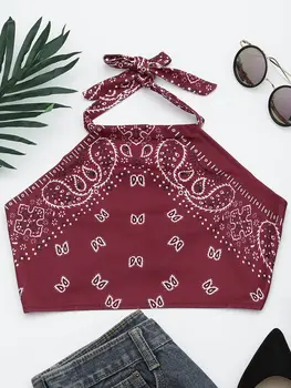 ZAFUL Beach Top Halter Neck Printed Crop Top Cover ups Summer Beach Cover ups Red Color Top for Women Five Colors Availiable
ZAFUL Beach Top Halter Neck Printed Crop Top Cover ups Summer Beach Cover ups Red Color Top for Women Five Colors Availiable