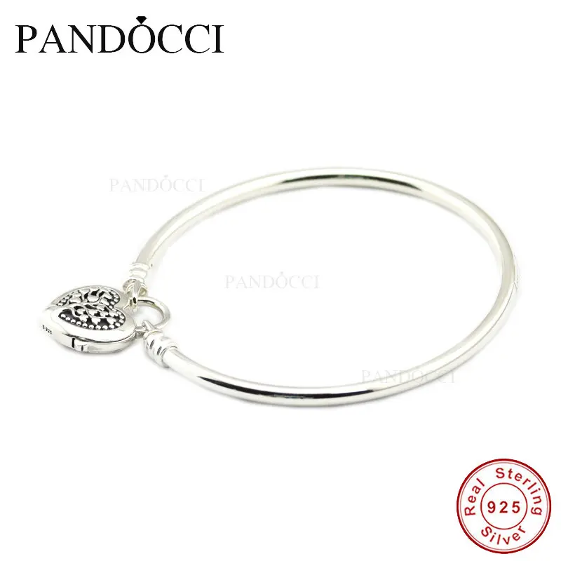 

Limited Edition Flourishing Heart Padlock Bangle 925 Sterling-Silver DIY Beads Fit Pandora Charm Exotic Bracelets for Women