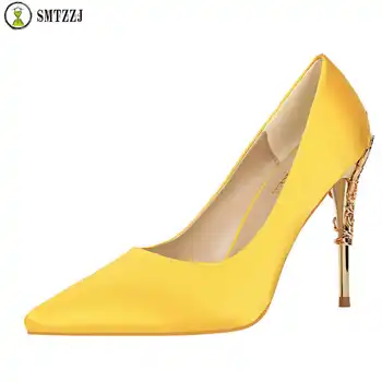 Luxury Brand Design Leaf Metal Thin Heels Women Pumps Shoes 10 cm High Spring Autumn Wedding Shoes For Ladies Satin Silk Elegant
Luxury Brand Design Leaf Metal Thin Heels Women Pumps Shoes 10 cm High Spring Autumn Wedding Shoes For Ladies Satin Silk Elegant