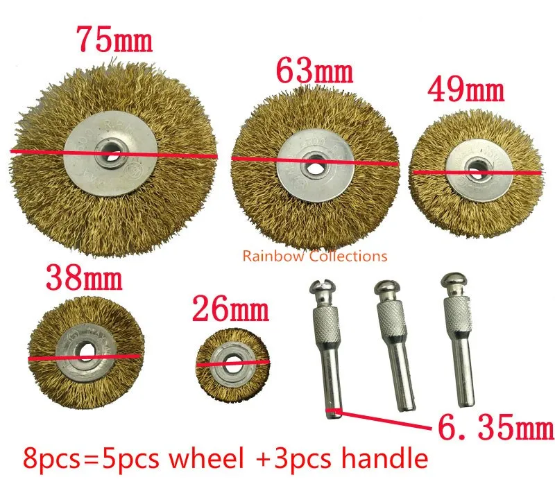 8pcs Wire Brush Shank Diameter 26 38 49 63 75mm Flat Steel Wire wheel Electric Drill Grinding Mill Polishing Wheel Derusting
8pcs Wire Brush Shank Diameter 26 38 49 63 75mm Flat Steel Wire wheel Electric Drill Grinding Mill Polishing Wheel Derusting