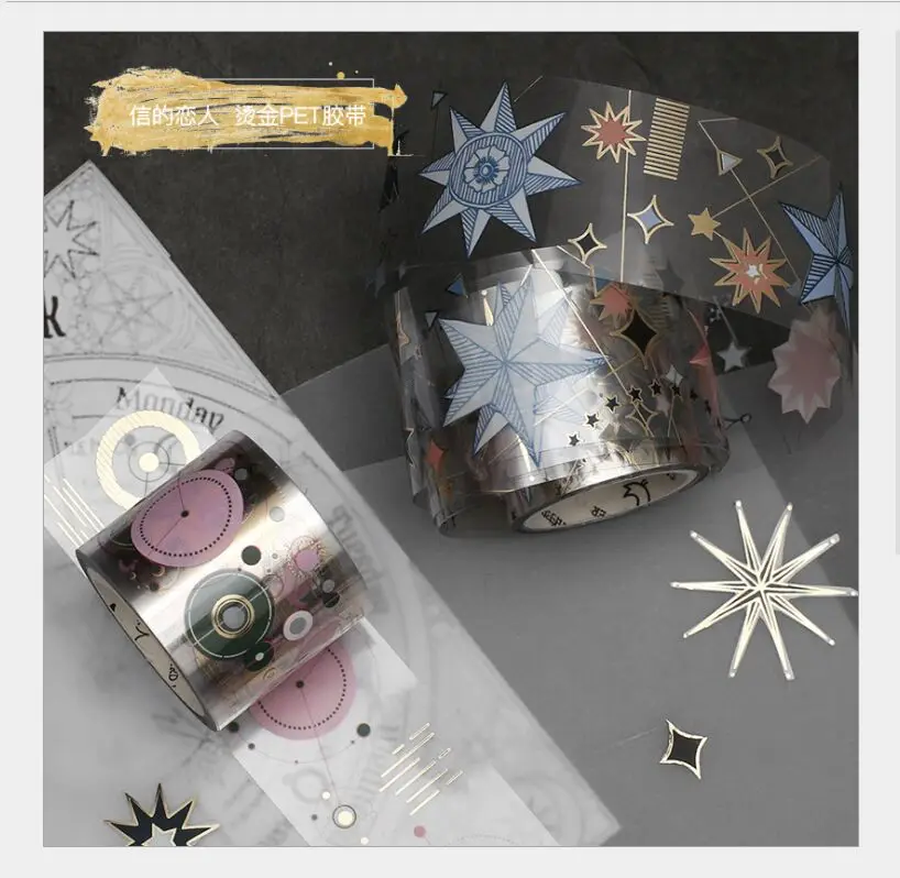 30mm Gold Bronzing interstellar stars planet PET Decoration Washi Tape DIY Planner diary Scrapbooking phone masking tape escolar
30mm Gold Bronzing interstellar stars planet PET Decoration Washi Tape DIY Planner diary Scrapbooking phone masking tape escolar
