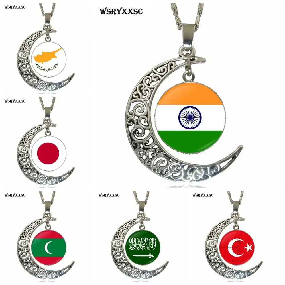 Japan and Cyprus and Saudi Arabia National Flag Vintage Jewelry Silver Plated With Crescent Shaped Luminous Necklace For Women
Japan and Cyprus and Saudi Arabia National Flag Vintage Jewelry Silver Plated With Crescent Shaped Luminous Necklace For Women