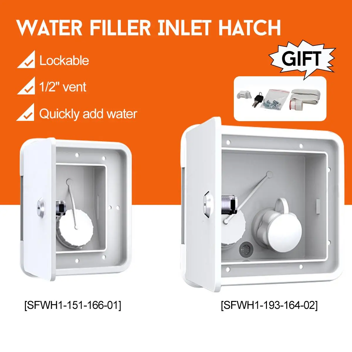 1/2'' Vent Lockable-Gravity Water Filler Inlet Hatch For Caravan Camper-RV Boat Motorhomes White UV Stabilised ABS Material
1/2'' Vent Lockable-Gravity Water Filler Inlet Hatch For Caravan Camper-RV Boat Motorhomes White UV Stabilised ABS Material