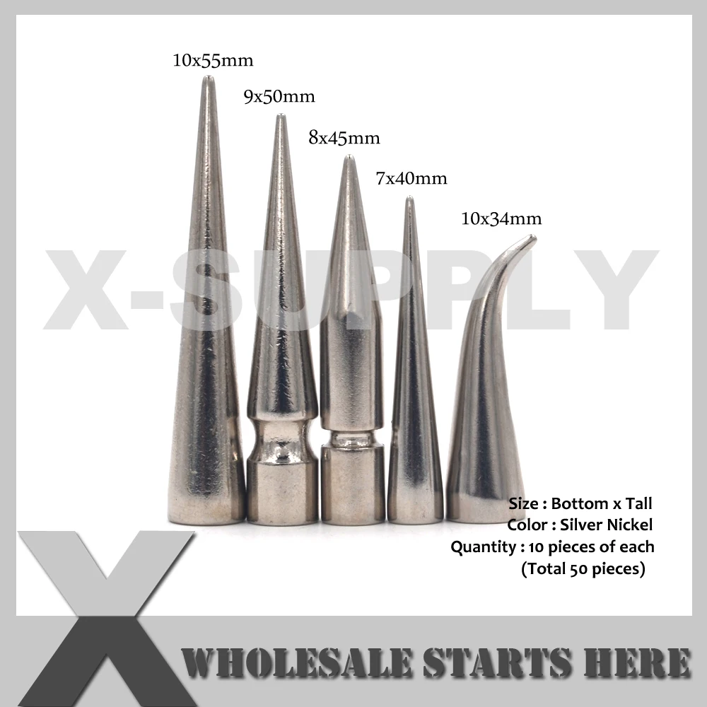 BIG Screwed Back Silver Spike Rivet Stud/Leather Bag,Shoe,Bracelet,Belt,Jewelry,Clothing(10pcs of each,Total 50pcs)
BIG Screwed Back Silver Spike Rivet Stud/Leather Bag,Shoe,Bracelet,Belt,Jewelry,Clothing(10pcs of each,Total 50pcs)