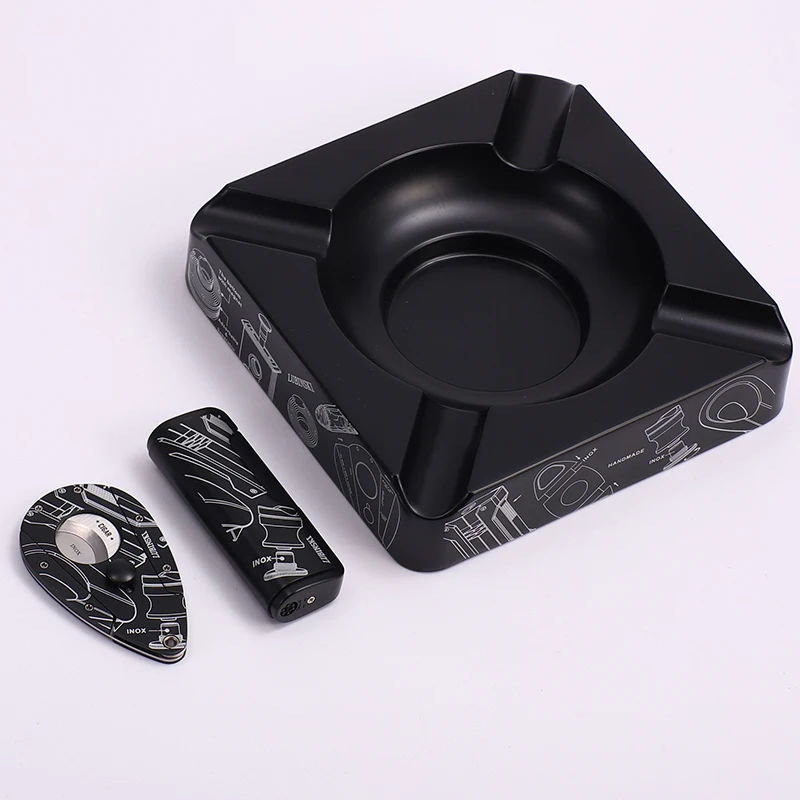 COHIBA Concise Pattern Cigar Suit Stainless Steel Sharp Golden Cigar Cutter & Cigar Ashtray & Windproof Flame Gas Cigar Lighter
COHIBA Concise Pattern Cigar Suit Stainless Steel Sharp Golden Cigar Cutter & Cigar Ashtray & Windproof Flame Gas Cigar Lighter
