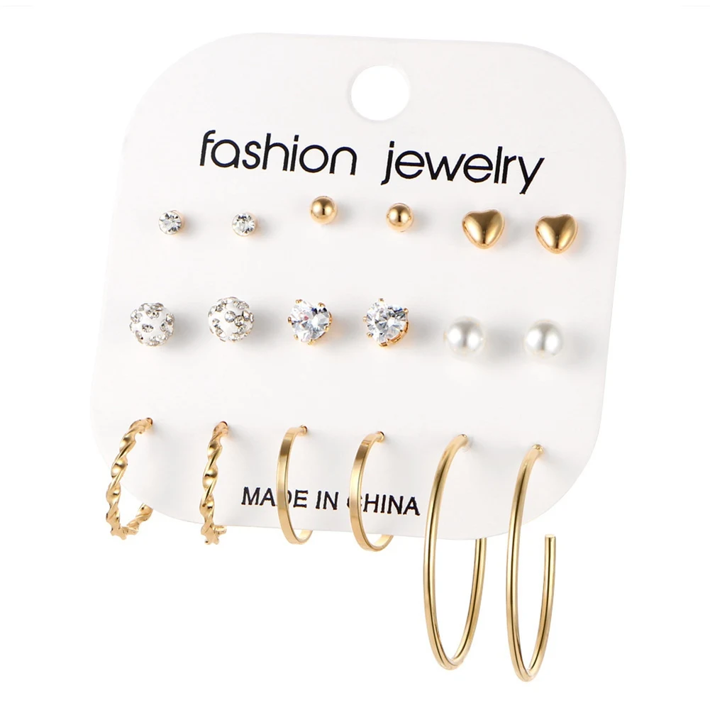 9Pair/Set Women Jewelry Accessories Crystal Pearl Hoop Eardrop Earrings Set Trendy Heart Round Ear Earring
9Pair/Set Women Jewelry Accessories Crystal Pearl Hoop Eardrop Earrings Set Trendy Heart Round Ear Earring