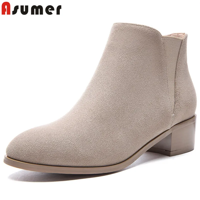 ASUMER black fashion autumn shoes woman round toe ankle boots med heels suede leather boots elegant ladies prom shoes size 34-43
ASUMER black fashion autumn shoes woman round toe ankle boots med heels suede leather boots elegant ladies prom shoes size 34-43