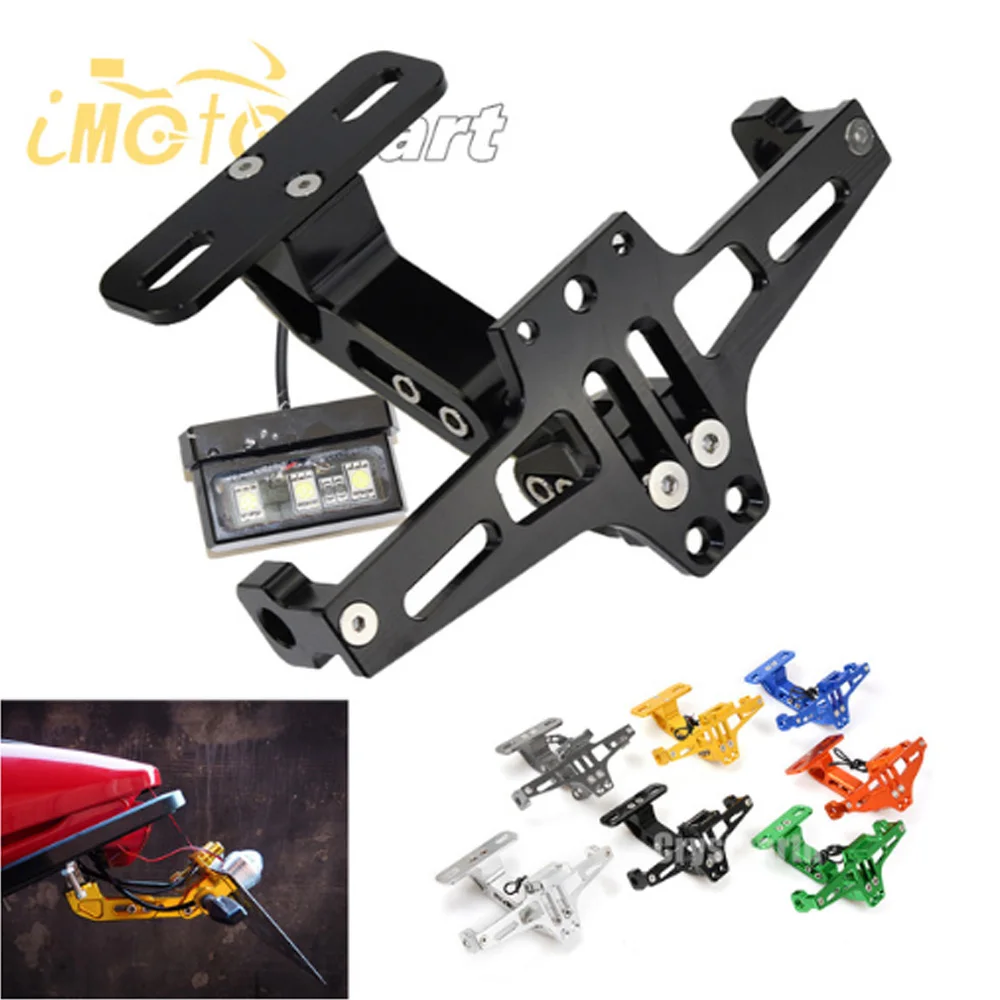 Universal Aluminum Motorcycle Rear License Plate Frame Bracket Holder w/ LED Light For Honda Yamaha SUZUKI Kawasaki Harley KTM
Universal Aluminum Motorcycle Rear License Plate Frame Bracket Holder w/ LED Light For Honda Yamaha SUZUKI Kawasaki Harley KTM