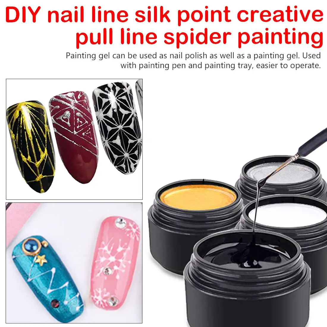 1Bottle 5ml DIY Nail Spider Gel Web Creative Painting Nail Art Design Thread Elasticity Point Line Soak Off Gel Spider Paint
1Bottle 5ml DIY Nail Spider Gel Web Creative Painting Nail Art Design Thread Elasticity Point Line Soak Off Gel Spider Paint