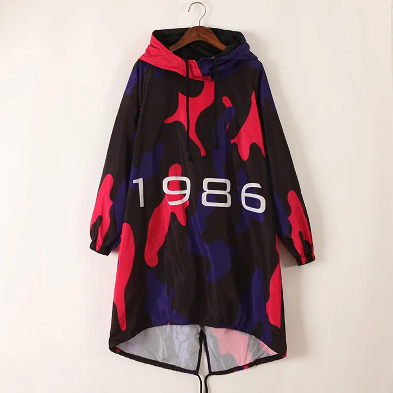Raincoat Female Aautumn Hooded Trench loose print windbreaker women's coats spring and autumn irregular long fashion Trench
Raincoat Female Aautumn Hooded Trench loose print windbreaker women's coats spring and autumn irregular long fashion Trench