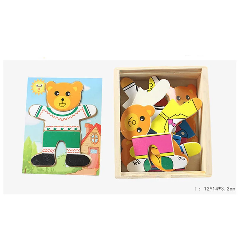 Mix And Match Wooden Bear Dressing Puzzle