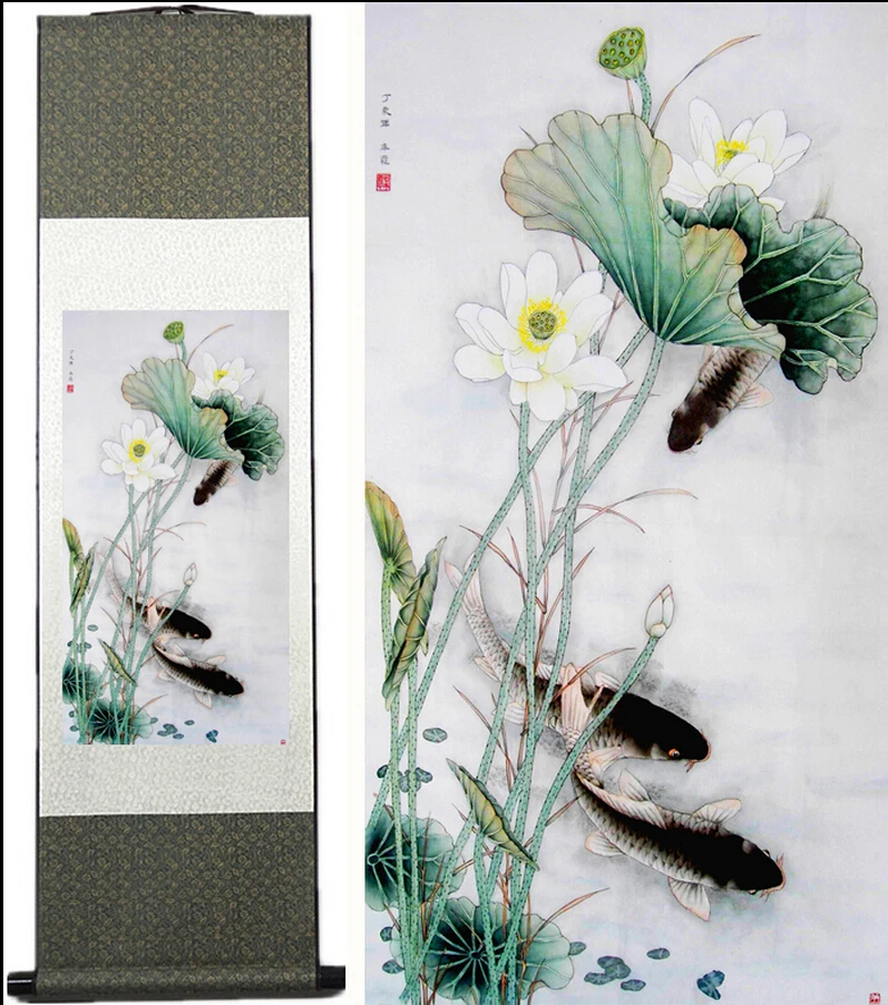 Fish painting Silk painting traditional art Chinese painting fish playing art painting FISH in the water
Fish painting Silk painting traditional art Chinese painting fish playing art painting FISH in the water