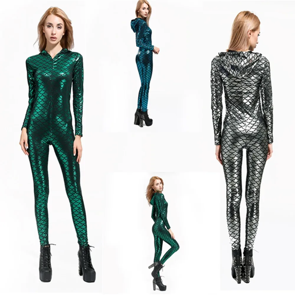 Mermaid Fish Scales Women Faux Leather Combination Holographic Metallic Catsuit Bodysuit Sexy Jumpsuit Mermaid Suits Costume
Mermaid Fish Scales Women Faux Leather Combination Holographic Metallic Catsuit Bodysuit Sexy Jumpsuit Mermaid Suits Costume