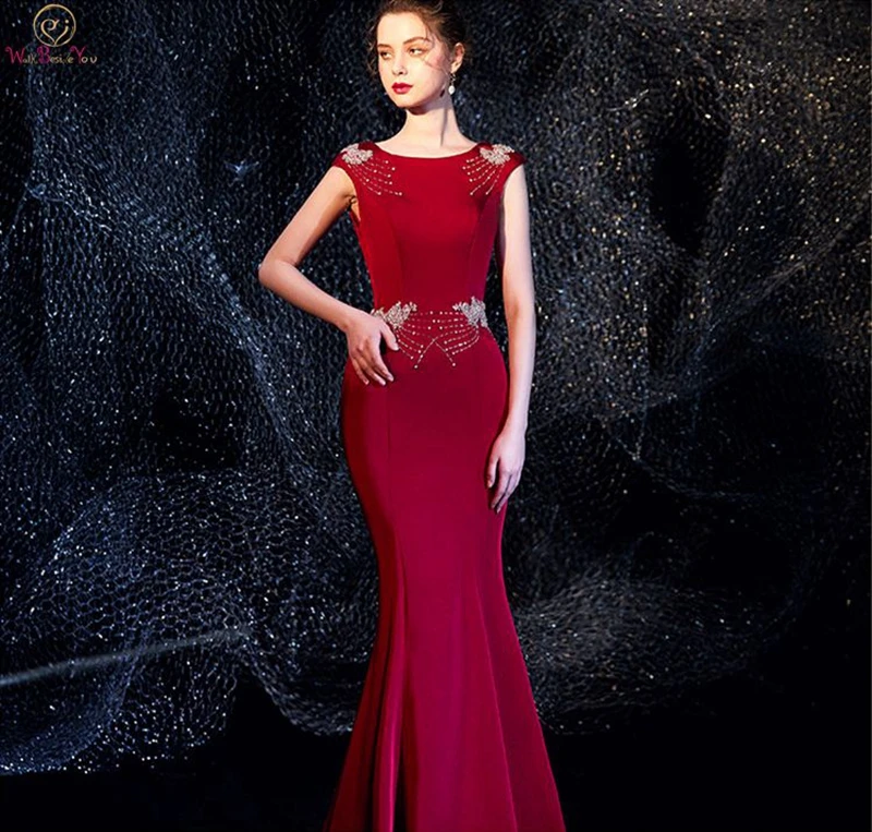 Wine Red Prom Dress 2019 New Simple Beading Sequined Satin Sleeveless O-neck Long Sweep Train Mermaid Zipper Evening Dresses
Wine Red Prom Dress 2019 New Simple Beading Sequined Satin Sleeveless O-neck Long Sweep Train Mermaid Zipper Evening Dresses