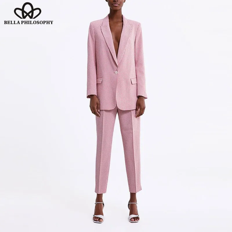 Wonder 2019new Spring Pink Plaid Blazers Vintage Female Loose Blazers Set Women Suit Office Lady Casual Long Sleeve Suit Outwear
Wonder 2019new Spring Pink Plaid Blazers Vintage Female Loose Blazers Set Women Suit Office Lady Casual Long Sleeve Suit Outwear
