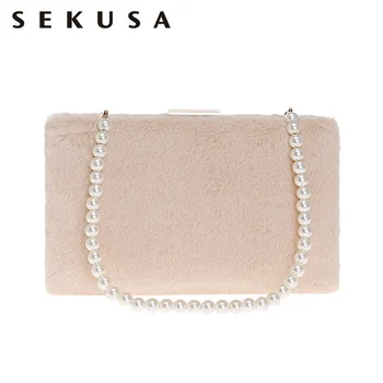 SEKUSA Rabbit Fur Ladies Evening Bags Beaded Chain Shoulder Bag Female Crossbody Small Day Clutch For Women 2017 Purse Bag
SEKUSA Rabbit Fur Ladies Evening Bags Beaded Chain Shoulder Bag Female Crossbody Small Day Clutch For Women 2017 Purse Bag