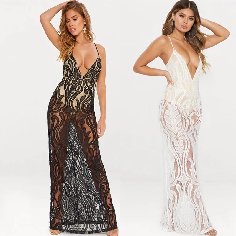 MUXU summer clothes for women Black Sleeveless Sexy backless vestidos party suspender long lace dress mesh sexy transparent jurk
MUXU summer clothes for women Black Sleeveless Sexy backless vestidos party suspender long lace dress mesh sexy transparent jurk