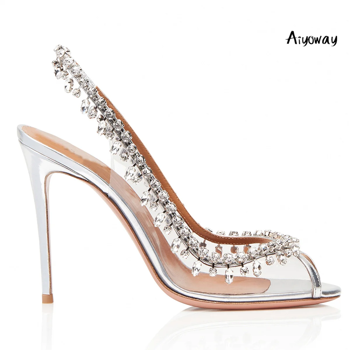Peep Toe High Heel Sandals PVC Crystal Strap Heels Women Shoes Slingback Ladies Wedding Party Shoes Silver Aiyoway Spring 10cm
Peep Toe High Heel Sandals PVC Crystal Strap Heels Women Shoes Slingback Ladies Wedding Party Shoes Silver Aiyoway Spring 10cm