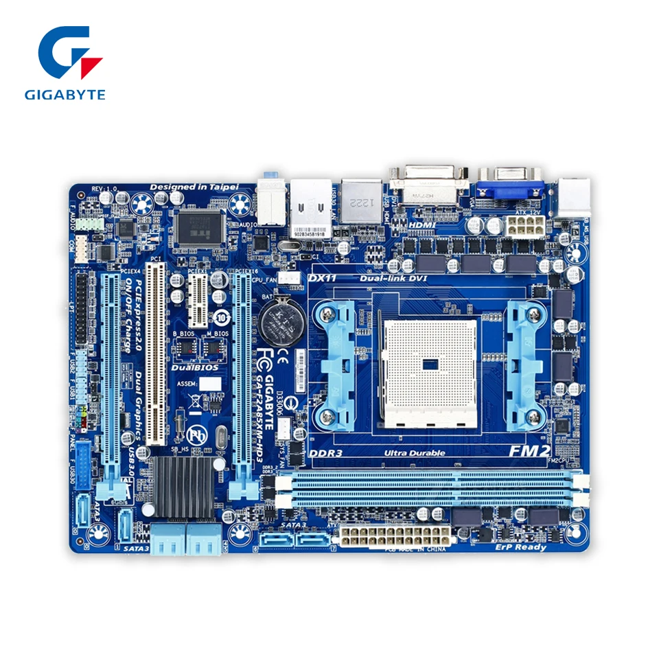 Gigabyte GA-F2A85XM-HD3 Desktop Motherboard F2A85XM-HD3 A85X Socket FM2 AMD A10 DDR3 64G SATA3 USB3.0 DVI VGA HDMI Micro-ATX
Gigabyte GA-F2A85XM-HD3 Desktop Motherboard F2A85XM-HD3 A85X Socket FM2 AMD A10 DDR3 64G SATA3 USB3.0 DVI VGA HDMI Micro-ATX