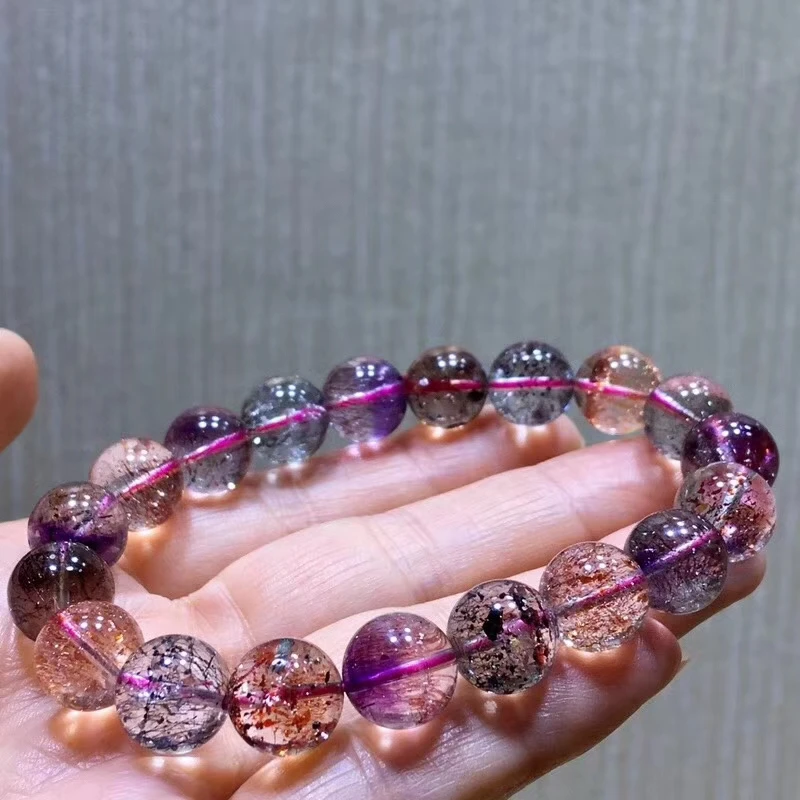 Natural Lepidocrocite Quartz Rutilated Super Seven 7 Colorful Woman Man Healing 10.5mm Round Beads Bracelets AAAAA Certificate
Natural Lepidocrocite Quartz Rutilated Super Seven 7 Colorful Woman Man Healing 10.5mm Round Beads Bracelets AAAAA Certificate