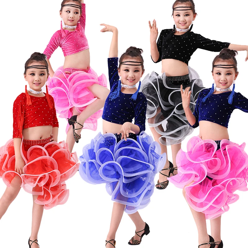 Kids Ballroom Dance Wear Salsa Tango Rumba Samba Costume velvet children professional latin dance dress for girls flamengo skirt
Kids Ballroom Dance Wear Salsa Tango Rumba Samba Costume velvet children professional latin dance dress for girls flamengo skirt
