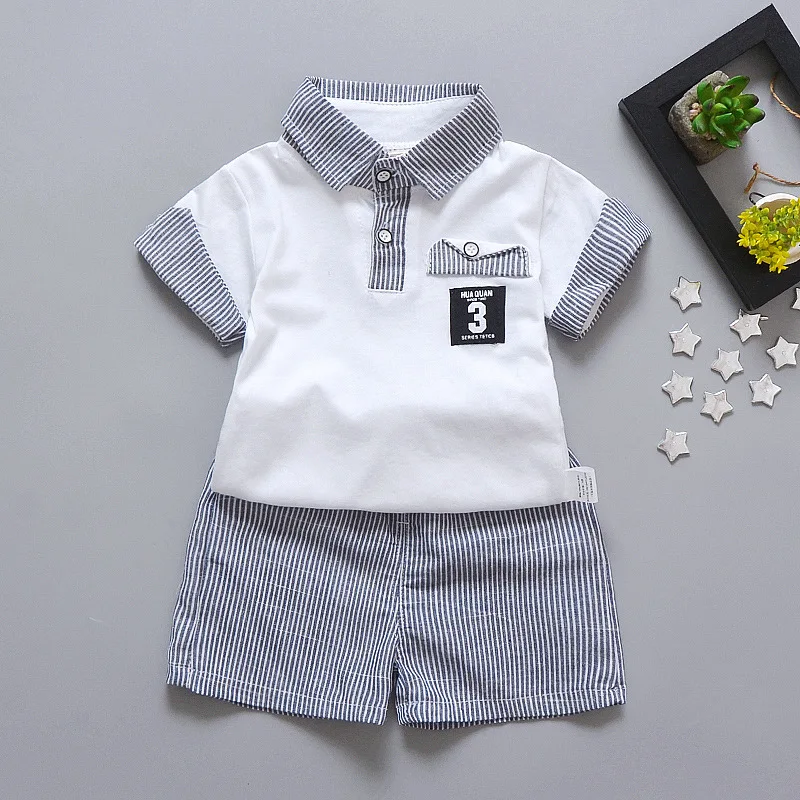 Summer Children Baby Boys Clothes Kids Fashion Casual Lapel T-shirt Striped Shorts 2 Pcs/sets Toddler Clothing Infant Tracksuits
Summer Children Baby Boys Clothes Kids Fashion Casual Lapel T-shirt Striped Shorts 2 Pcs/sets Toddler Clothing Infant Tracksuits