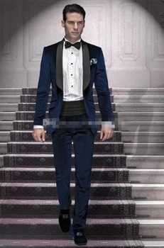 One Button Navy Blue Groom Tuxedos Shawl Lapel Best Man Groomsmen Blazer Business Suits Custom Made (Jacket+Pants+Tie)
One Button Navy Blue Groom Tuxedos Shawl Lapel Best Man Groomsmen Blazer Business Suits Custom Made (Jacket+Pants+Tie)
