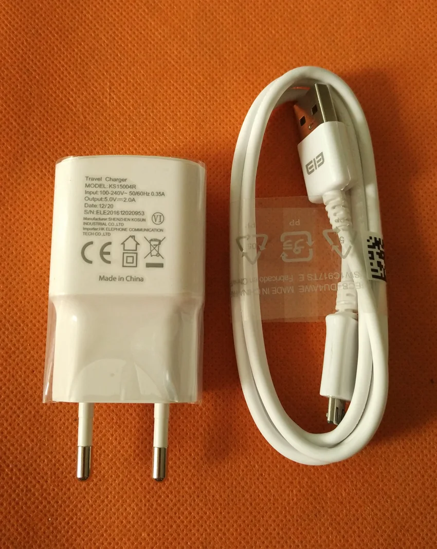 Оригинальное зарядное устройство для путешествий адаптер + USB кабель Elephone S7 Mini