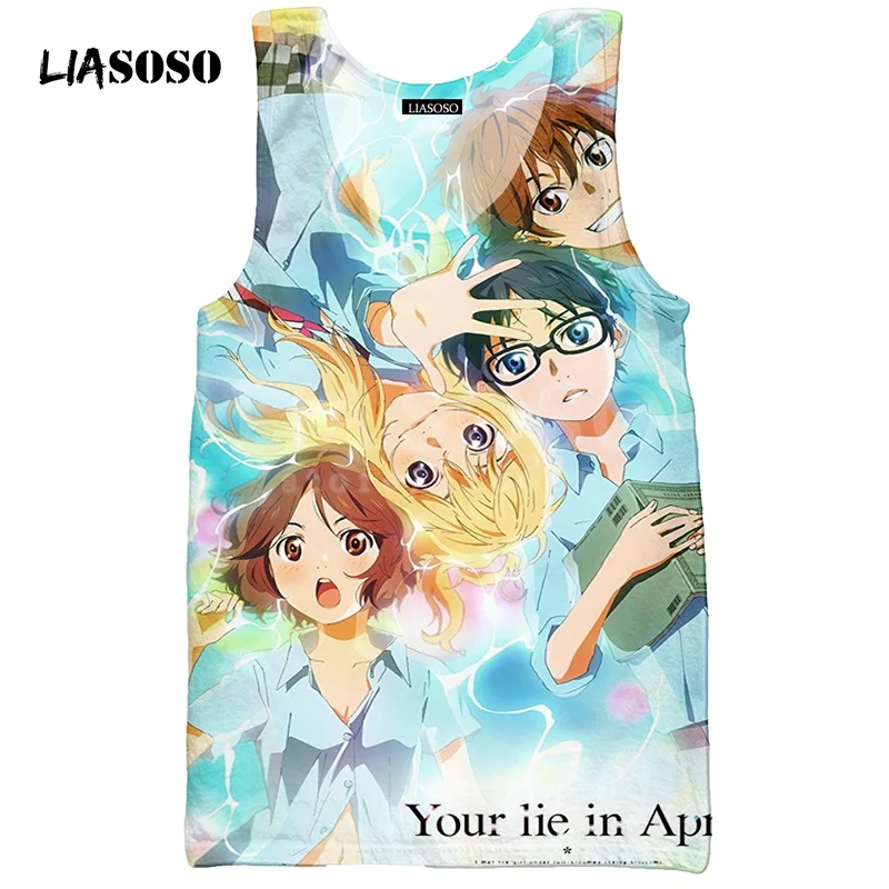 LIASOSO Summer NEW Cute Anime Kimiuso Your Lie In April Shirts 3D Print Vest Hipster Cosplay Unisex Good Quality Tops G1297
LIASOSO Summer NEW Cute Anime Kimiuso Your Lie In April Shirts 3D Print Vest Hipster Cosplay Unisex Good Quality Tops G1297