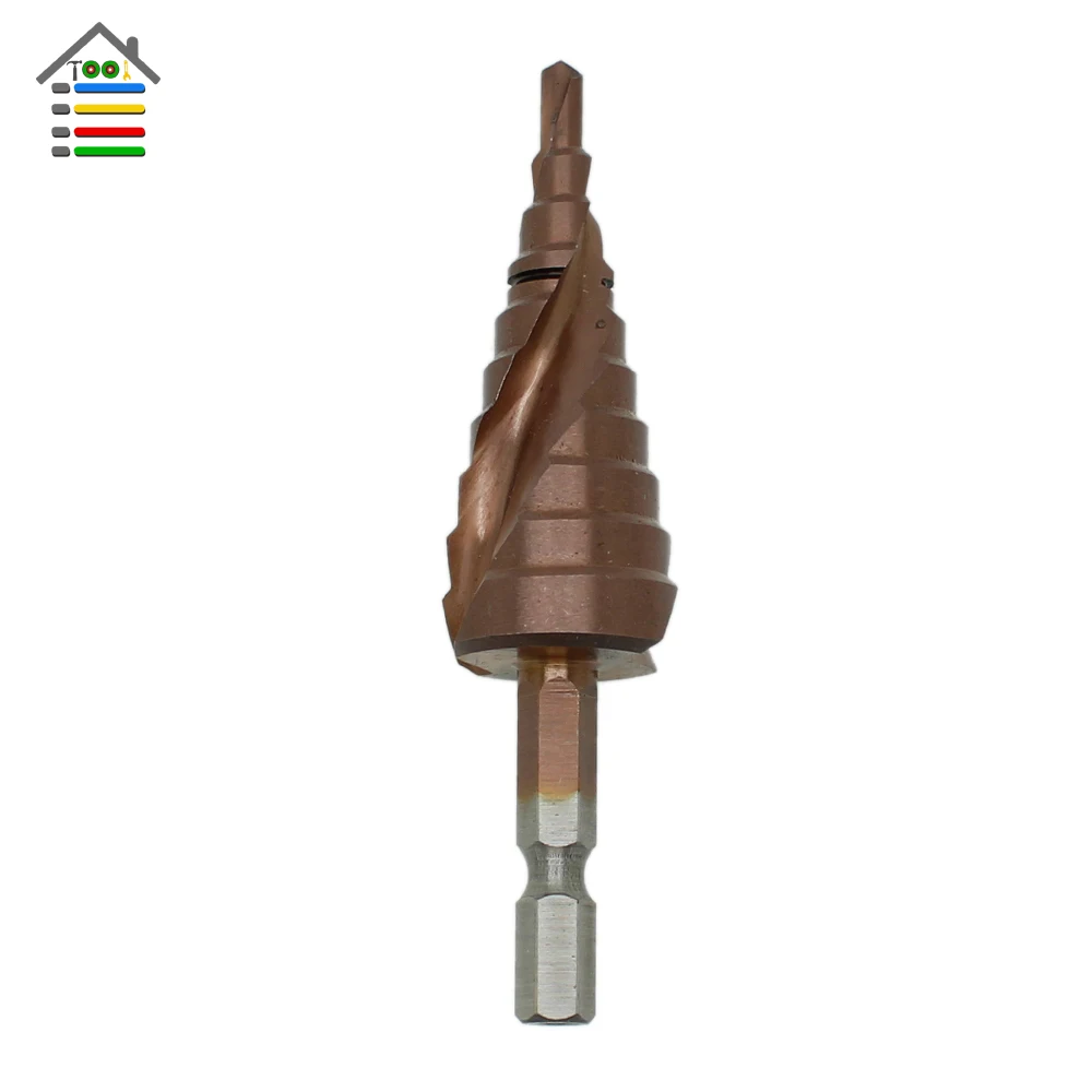 HSS-Co Cobalt Spiral Grooved Step Drill Bits 1/4" Hex Shank Wood Metal Cone Drilling 4-22mm 3-12mm 4-12mm Hole Saw M35
HSS-Co Cobalt Spiral Grooved Step Drill Bits 1/4" Hex Shank Wood Metal Cone Drilling 4-22mm 3-12mm 4-12mm Hole Saw M35