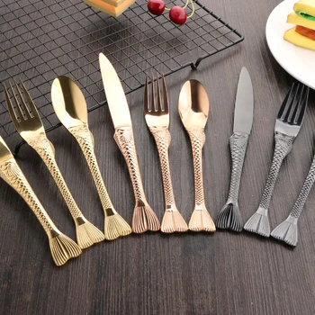Stainless Steel Knife Fork Scoop Kit Dinner Tools Embossed With Fishtail Handle Cutlery Soup Scoop Salad Steak Fork Set 3pcs/set
Stainless Steel Knife Fork Scoop Kit Dinner Tools Embossed With Fishtail Handle Cutlery Soup Scoop Salad Steak Fork Set 3pcs/set