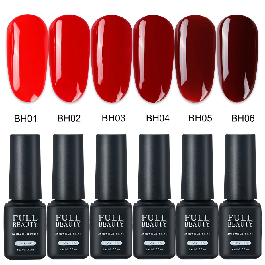 6ml Charm UV Nail Gel Varnish Gorgeous Wine Red Pure Color Lacquer Soak Off Polish Base Top Coat Manicure Decor Tools LABH01-06 (6)