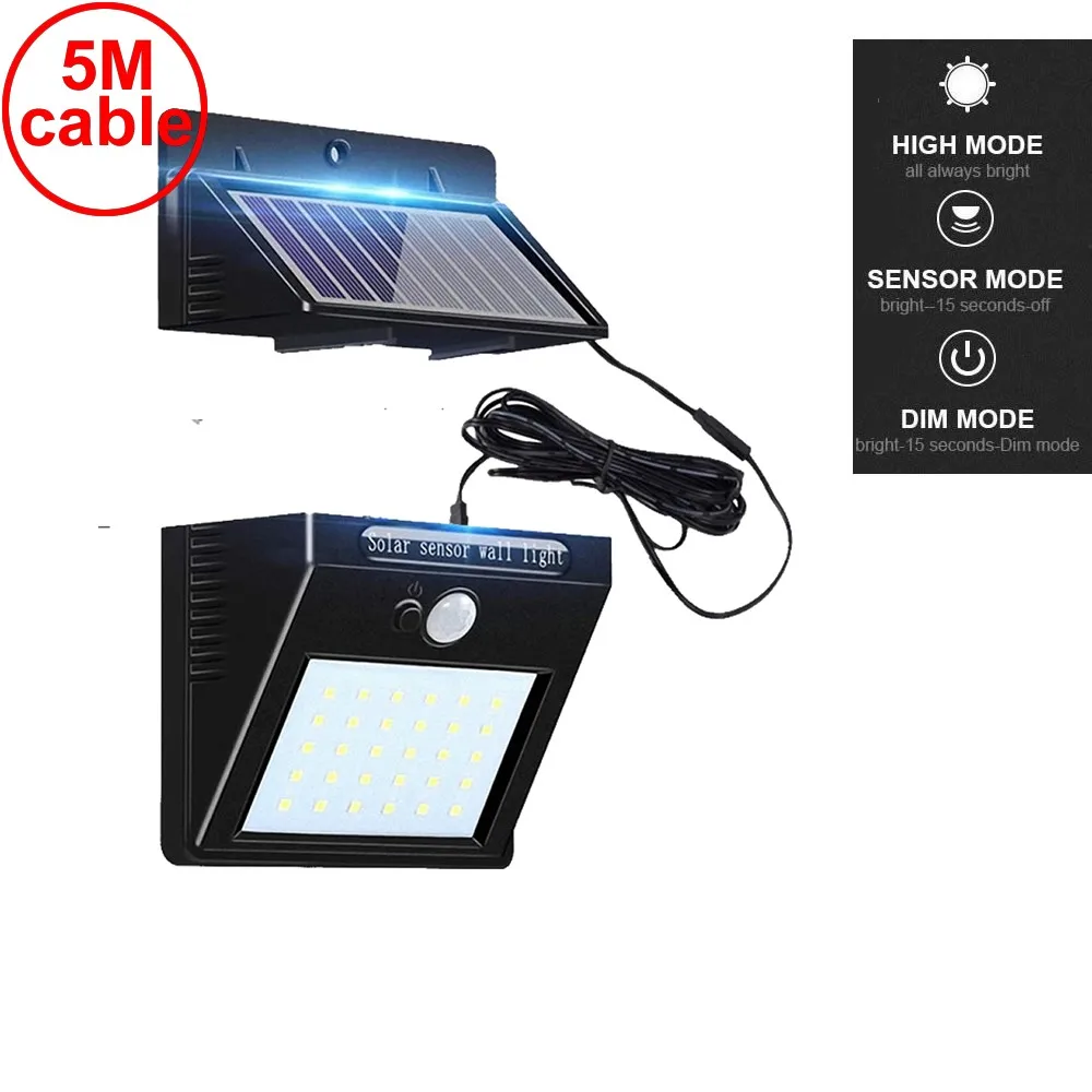 30 leds solar motion light split panel 3 modes wall security street deck decor fence spot flood lamps for home indoors 5M wire
30 leds solar motion light split panel 3 modes wall security street deck decor fence spot flood lamps for home indoors 5M wire