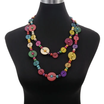 Ethnic Wholesale Long Coconut Shell Strand Necklace Multicolor Wooden Round Beaded Handmade Knitted Bohemian Jewelry for Women
Ethnic Wholesale Long Coconut Shell Strand Necklace Multicolor Wooden Round Beaded Handmade Knitted Bohemian Jewelry for Women