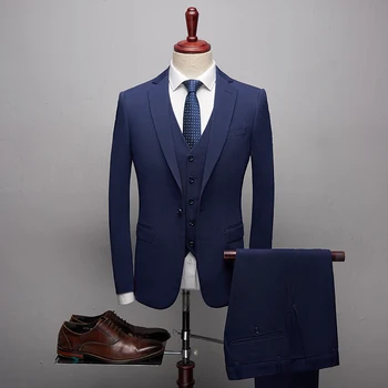 Navy High quality Mens Wedding suits One button Formal Suits 3 Pieces Wedding Groom Tuxedos Prom Slim Fit suits Single-breasted
Navy High quality Mens Wedding suits One button Formal Suits 3 Pieces Wedding Groom Tuxedos Prom Slim Fit suits Single-breasted