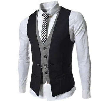 Men Vestss Spring Autumn Fashion Fake Two-Pieces Suit Vest Brand Black White Red Hit Color Waistcoat Men suit vest
Men Vestss Spring Autumn Fashion Fake Two-Pieces Suit Vest Brand Black White Red Hit Color Waistcoat Men suit vest
