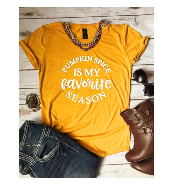 Fall Women T shirt Pumpkin Spice Is My Favorite Season T-Shirt tumblr Letter Slogan Girl Tee Aesthetic Halloween Trendy Outfits
Fall Women T shirt Pumpkin Spice Is My Favorite Season T-Shirt tumblr Letter Slogan Girl Tee Aesthetic Halloween Trendy Outfits