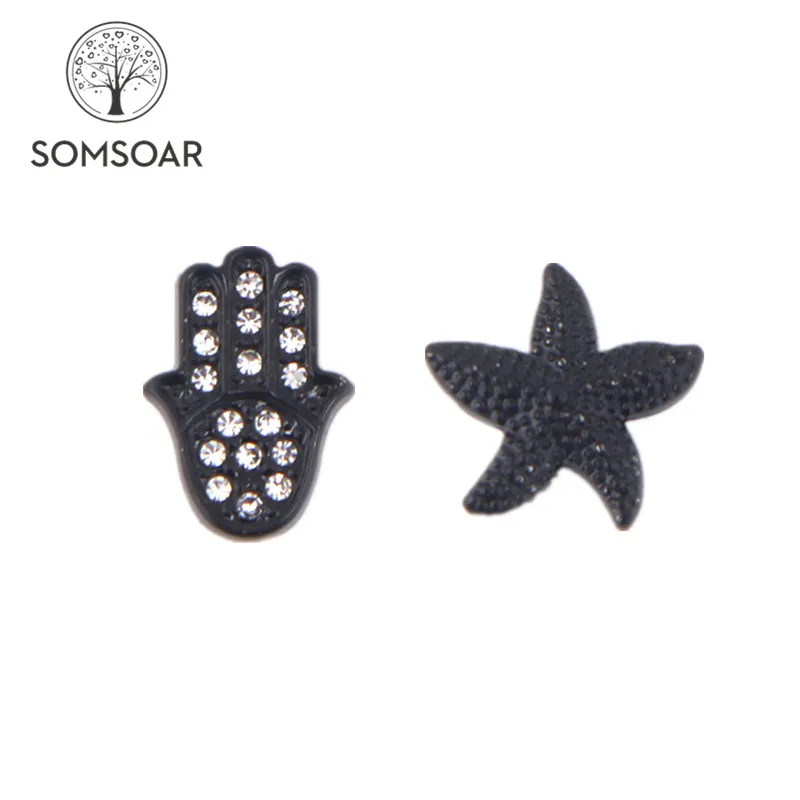 Somsoar Jewelry Black starfish & Clear Crystal Hand Slide Charms fit 10mm wide Stainless steel Mesh Bracelet as Gift 10pcs/lot
Somsoar Jewelry Black starfish & Clear Crystal Hand Slide Charms fit 10mm wide Stainless steel Mesh Bracelet as Gift 10pcs/lot