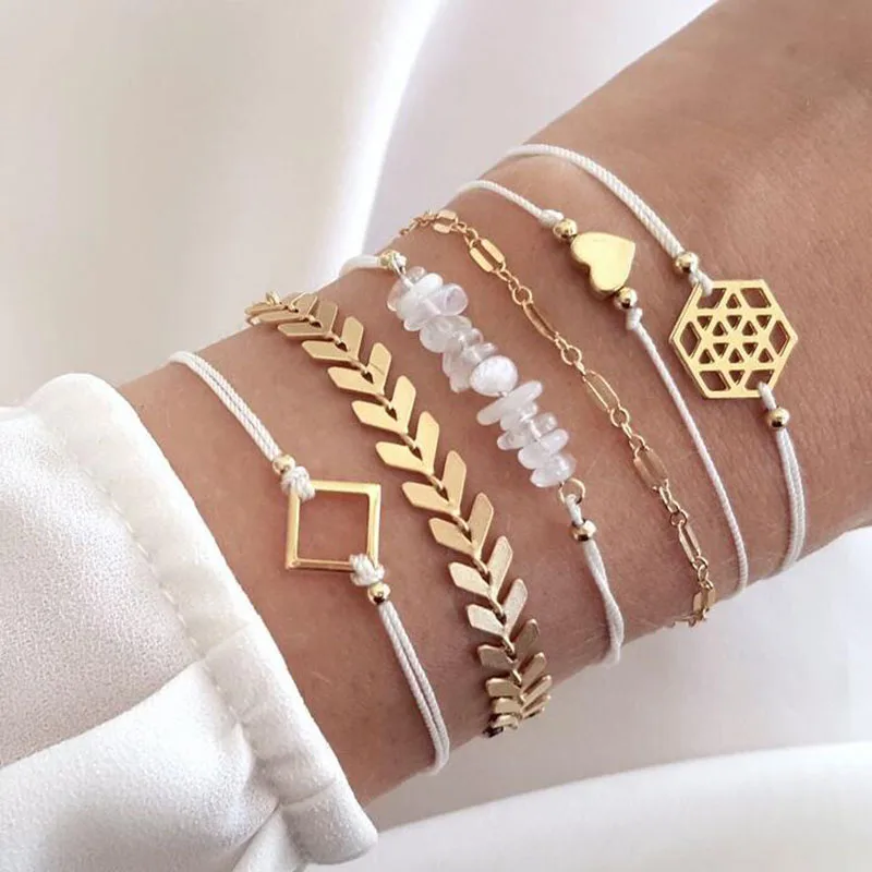 6 Pcs/Set Simple Link Chain Charm Bracelet Set for Women Geometric Hexagon Square Heart Statement Braclets for Women 2019
6 Pcs/Set Simple Link Chain Charm Bracelet Set for Women Geometric Hexagon Square Heart Statement Braclets for Women 2019