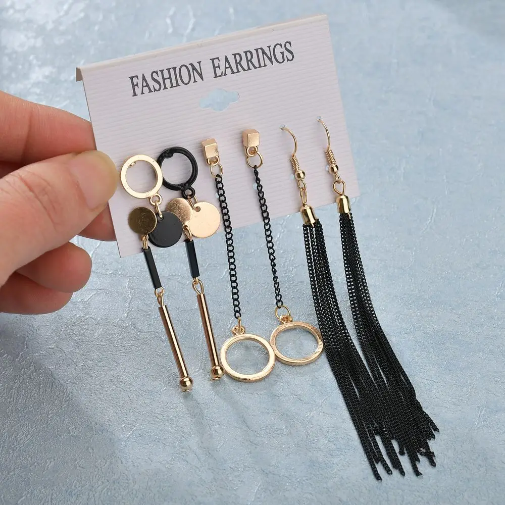 MissCyCy Fashion Round Stud Earrings for Women Black Color Metal Long Tassel Earrings Set Jewelry 2018 New
MissCyCy Fashion Round Stud Earrings for Women Black Color Metal Long Tassel Earrings Set Jewelry 2018 New