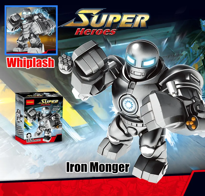 New MK1 Super Heroes Whiplash Iron Man Monger fit Marvel Avengers Figures Building Block Bricks Toys kid boys birthday
New MK1 Super Heroes Whiplash Iron Man Monger fit Marvel Avengers Figures Building Block Bricks Toys kid boys birthday