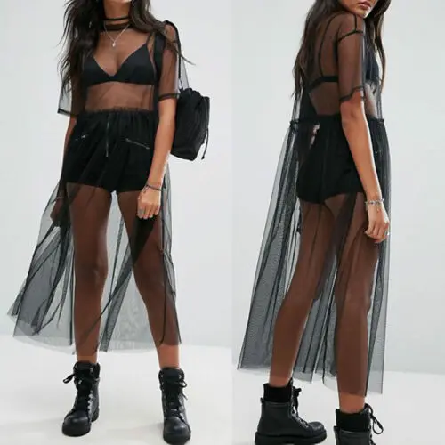 Hirigin Women Sexy Black See-through Mesh Sheer Maxi Smock Dress Tulle Lace Long Summer Dress
Hirigin Women Sexy Black See-through Mesh Sheer Maxi Smock Dress Tulle Lace Long Summer Dress