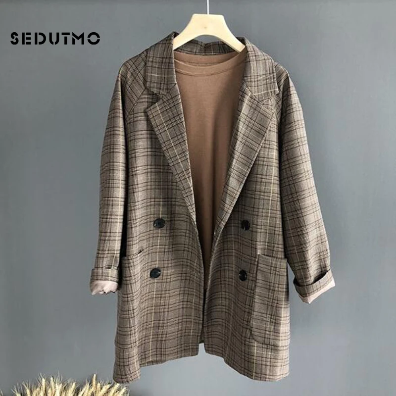 SEDUTMO Autumn Plaid Blazer Women Jacket Long Double Breasted Blazer Office Suit Spring Vintage Oversize CasualCoat ED477
SEDUTMO Autumn Plaid Blazer Women Jacket Long Double Breasted Blazer Office Suit Spring Vintage Oversize CasualCoat ED477